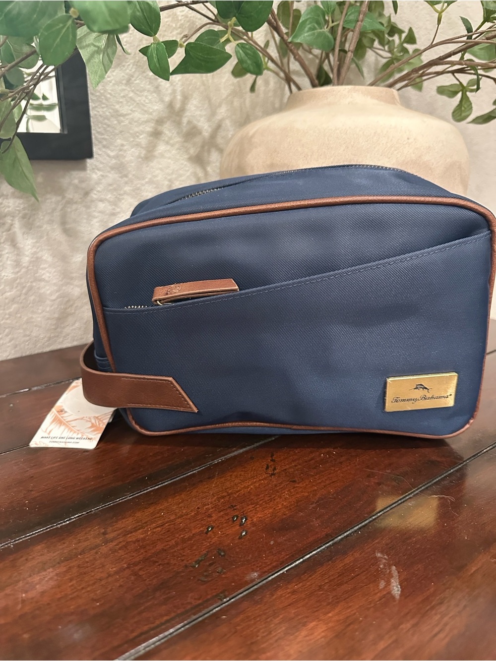 Tommy Bahama Navy and Brown Travel Toiletry Dopp Kit